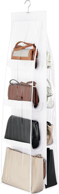 8-Pocket Hanging Handbag Purse Organizer for Closet, White