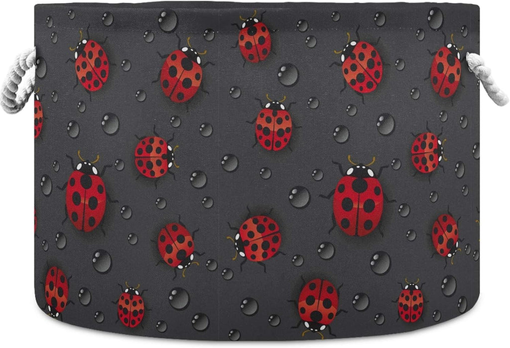 visesunny Cute Ladybug Pattern Laundry Baskets Fabric Storage Bin Storage Box Collapsible Storage Basket Toy Clothes Shelves Basket for Bathroom,Bedroom,Nursery,Closet,Office