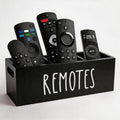 Wooden Remote Control Holder 3 Slots - Farmhouse TV Remote Caddy for Table, Nightstand, Living Room - Solid Wood Organizer Box, Black