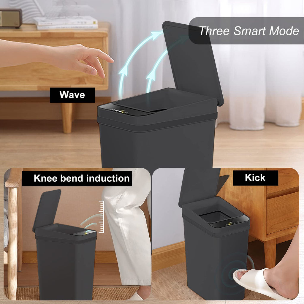 2 PACK - Touchless Bathroom Trash Can - Skinny Motion Sensor Trash Bin