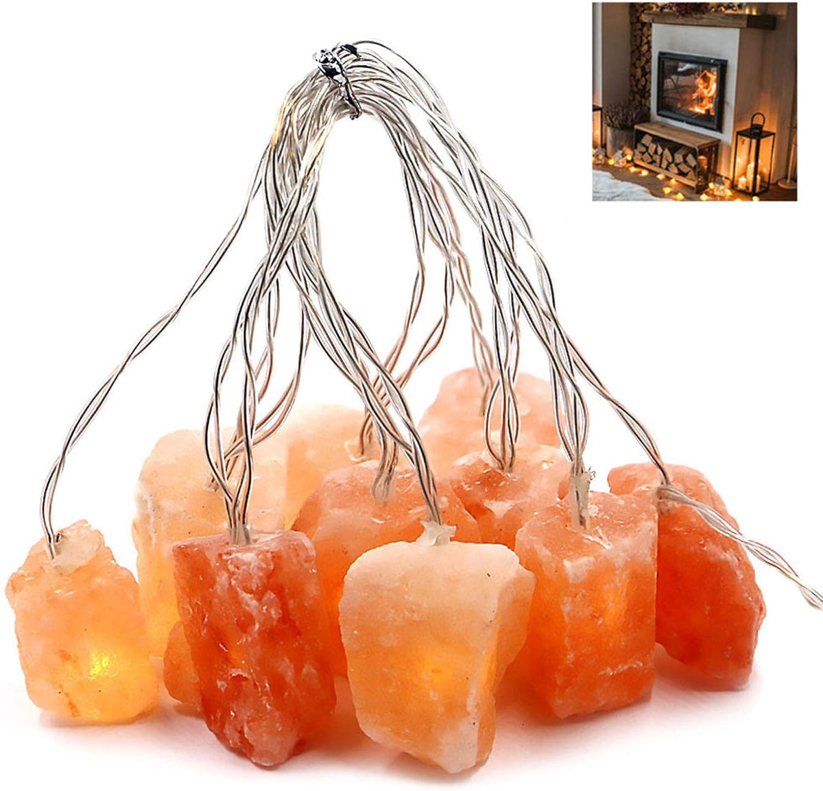 MINGRI Himalayan Salt lamp Salt Rock String Hanging Light 10Rocks,1.32Lbs