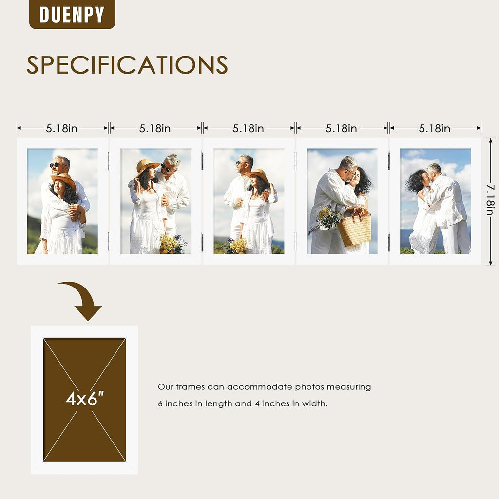 DUENPY 5 Folding 4x6 Accordion Wood Frame Plexiglass White