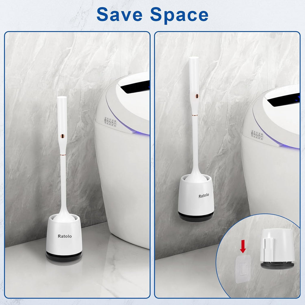 Electric Toilet Brush,Silicone Toilet Brush,Toilet Bowl Brush and Holder Set with Ventilated Holder,Toilet Brush, Floor Standing, Wall Mounted Without Drilling，Rechargeable