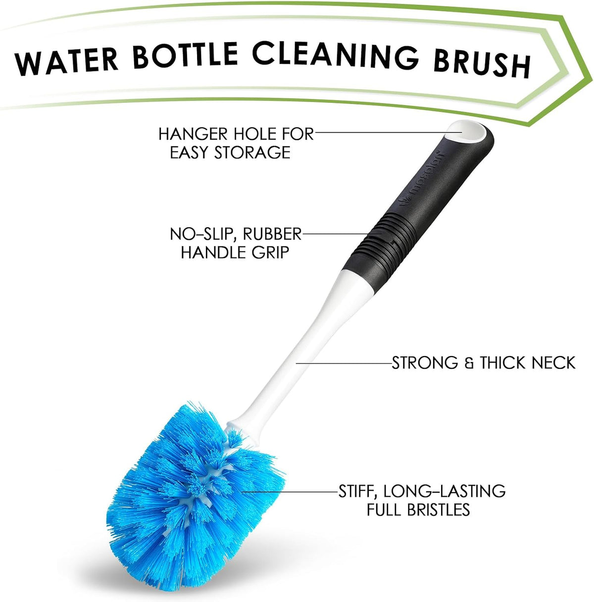 MOSOLAN Dish Brush Set of 3 with Bottle Brush, Dish Scrub Brush, Round Head