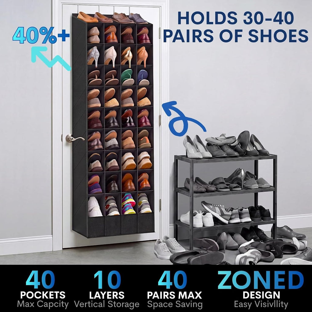 Ofiray-home Over the Door Shoe Organizer, 40 Pockets, Up to 40 Pairs