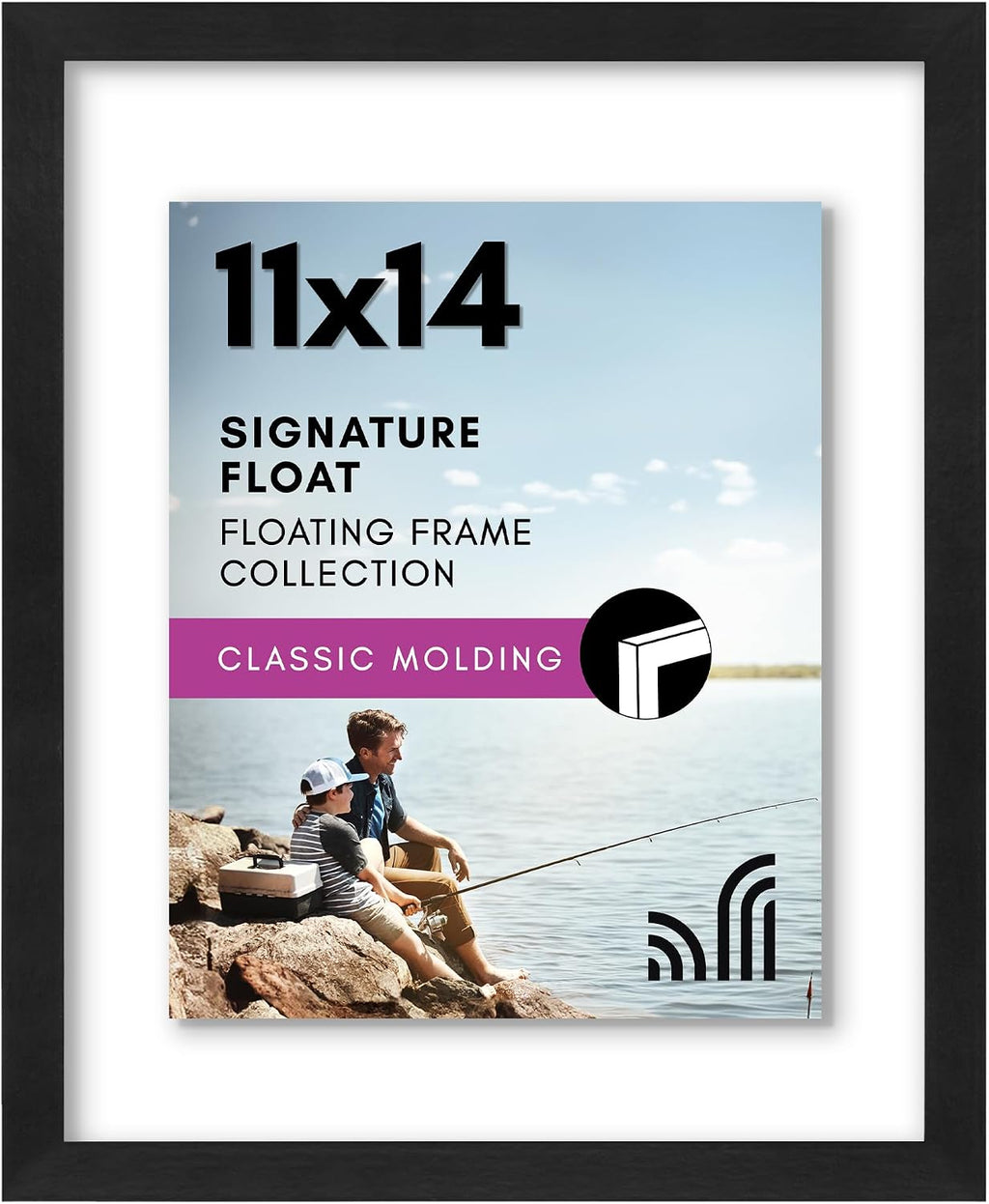 Americanflat 11x14 Floating Picture Frame - Engineered Wood - Black