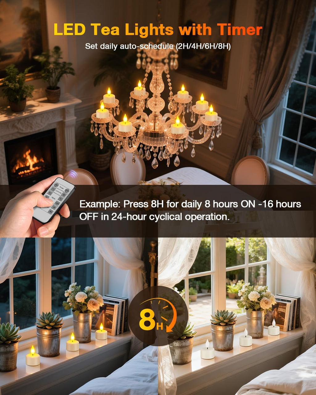 Yme Rechargeable Tea Lights with Remote & Dimmable Timer