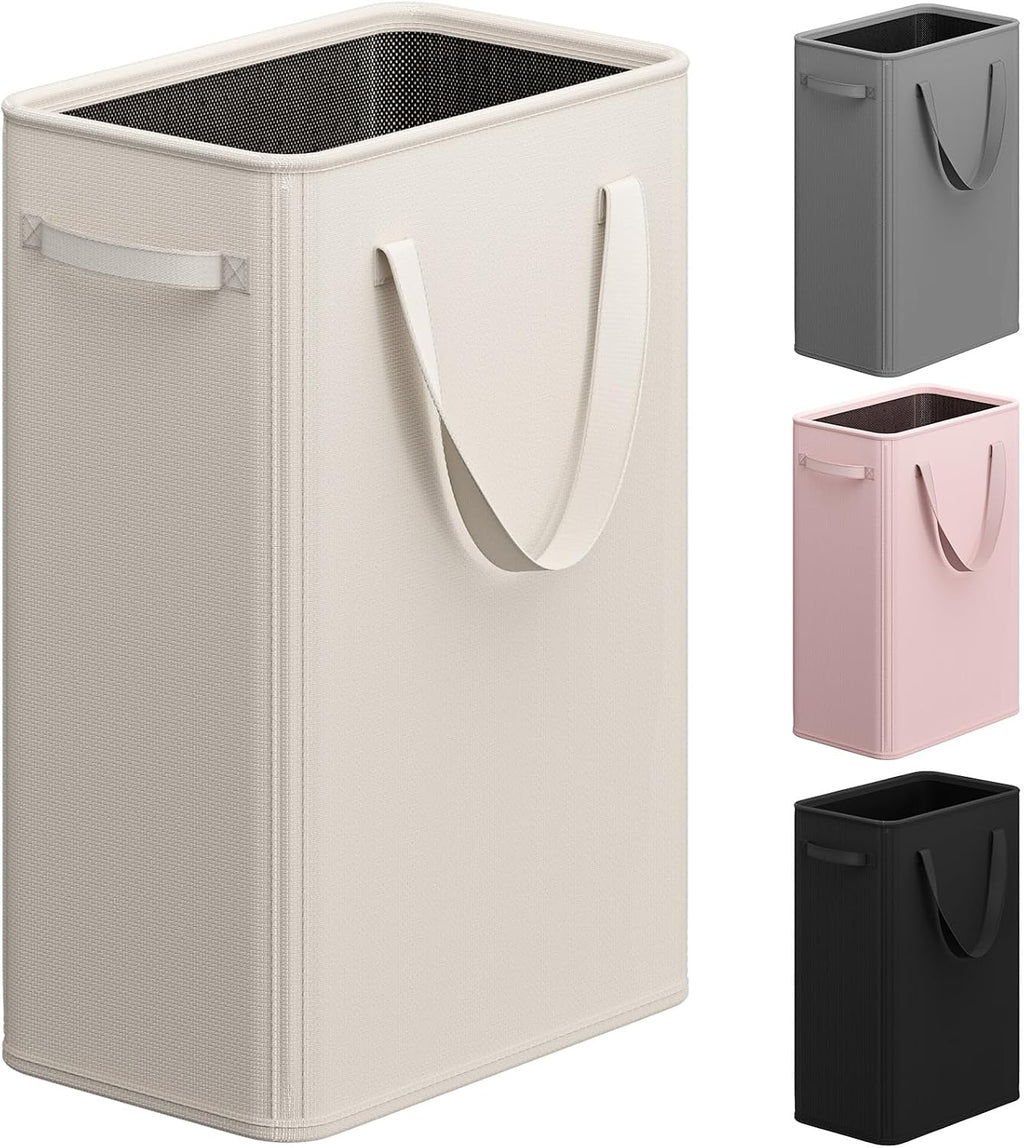 Optish 75L Slim Laundry Hamper, Baby Hamper for Nursery with Handles, Large Laundry Basket for Dorm, Bedroom, Living Room, Collapsible Laundry Basket, White