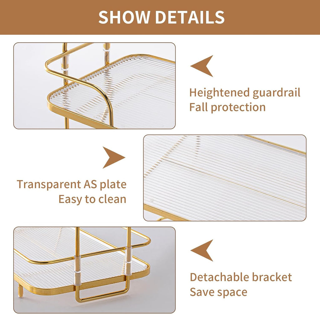 2 Tier Corner Bathroom Counter Organizer, Cosmetic Skincare Organizer, Bathroom Countertop Perfume Tray Vanity Organizer, Kitchen Spice Corner Storage Shelf