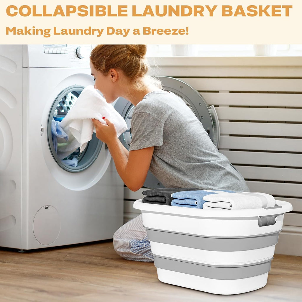 OOAMBB 43L(11.5Gallon) Collapsible Laundry Basket Plastic (Grey, 1 Pack)