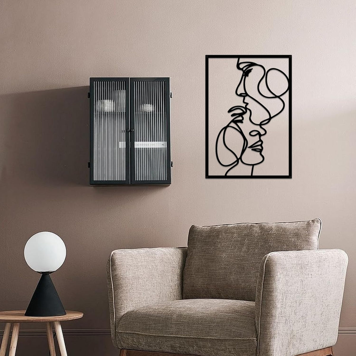 3 Pcs Metal Minimalist Line Wall Art, Love Heart Metal Wall Decor