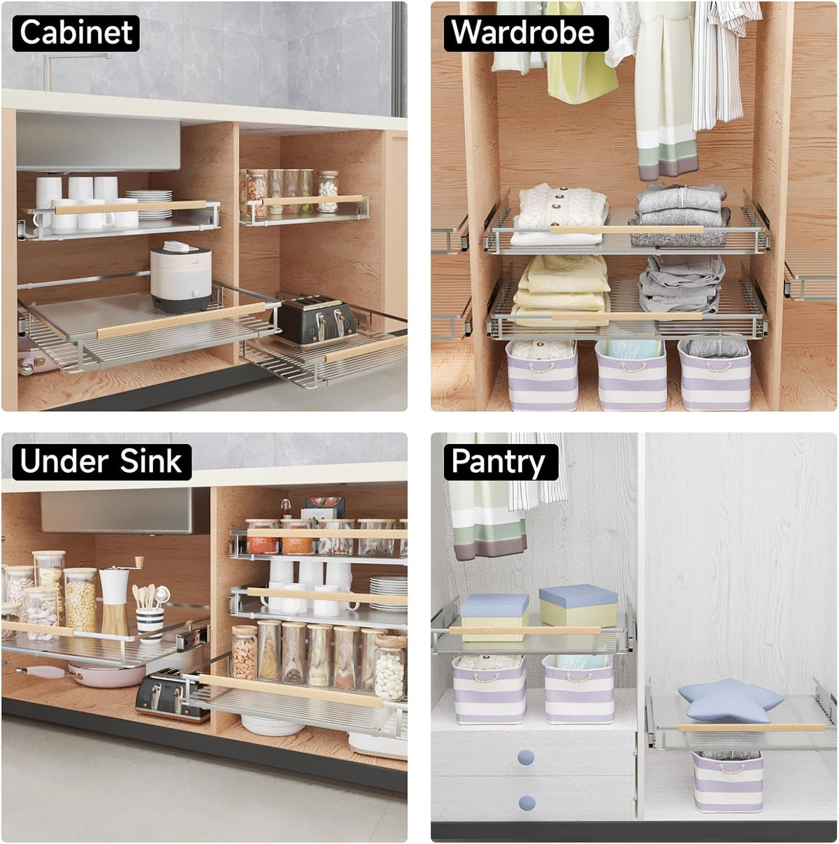 Expandable Pull Out Cabinet Organizer, 23.2"-39.9" W x 22.5''D