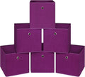 Foldable Storage Cubes Bins ,11 Inch Cloth Storage Cube Fabric Storage Box Cubes Organizer Baskets with Handles for Home Organizer Set of 6 (Purple)