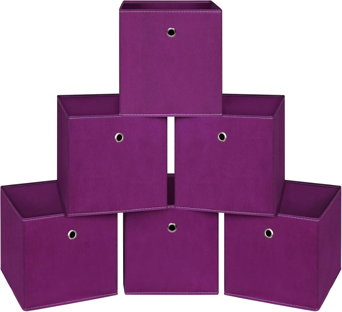 Foldable Storage Cubes Bins ,11 Inch Cloth Storage Cube Fabric Storage Box Cubes Organizer Baskets with Handles for Home Organizer Set of 6 (Purple)