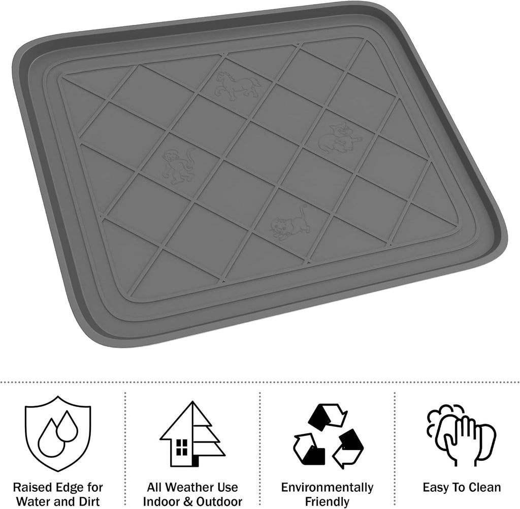 Stalwart All Weather Indoor Outdoor Boot Mat with Raised Lip, Gray, 19.75"