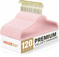 HOUSE DAY Pink Velvet Hangers 120 Pack with Gold Hooks, Non-Slip, No Marks