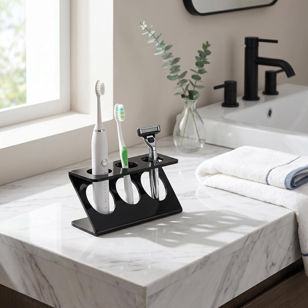 Electric Toothbrush Holder 4 Slot Fits Oral-B Sonicare Quip, Bathroom Caddy