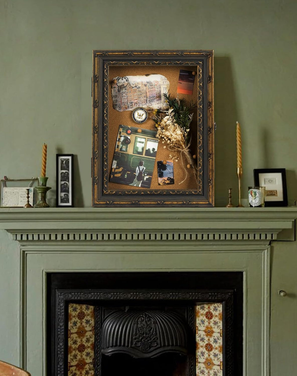 11x14 Vintage Shadow Box Display Case for Memorabilia, Black Gold