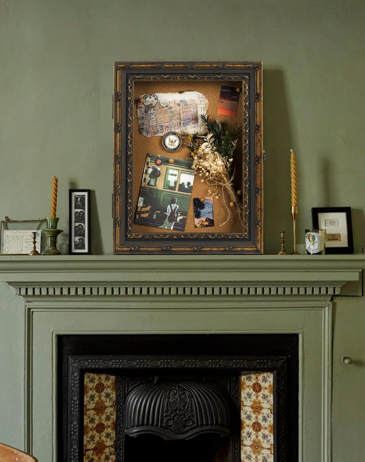 11x14 Vintage Shadow Box Display Case for Memorabilia, Black Gold