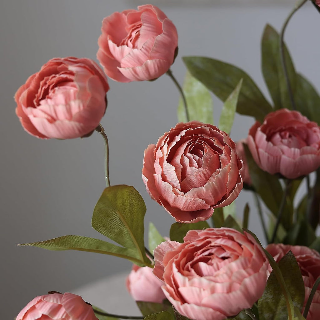 6 Pcs 27" Faux Silk Peony Artificial Flowers Stems for Vase (Dusty Pink)