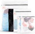 Premium Mesh Laundry Bags Set of 5: Jumbo (1 White), Large (1 Black & 1), Medium (2) Elastic Gard & Rust-Proof Zipper Bags - Durable Laundry Wash Bags