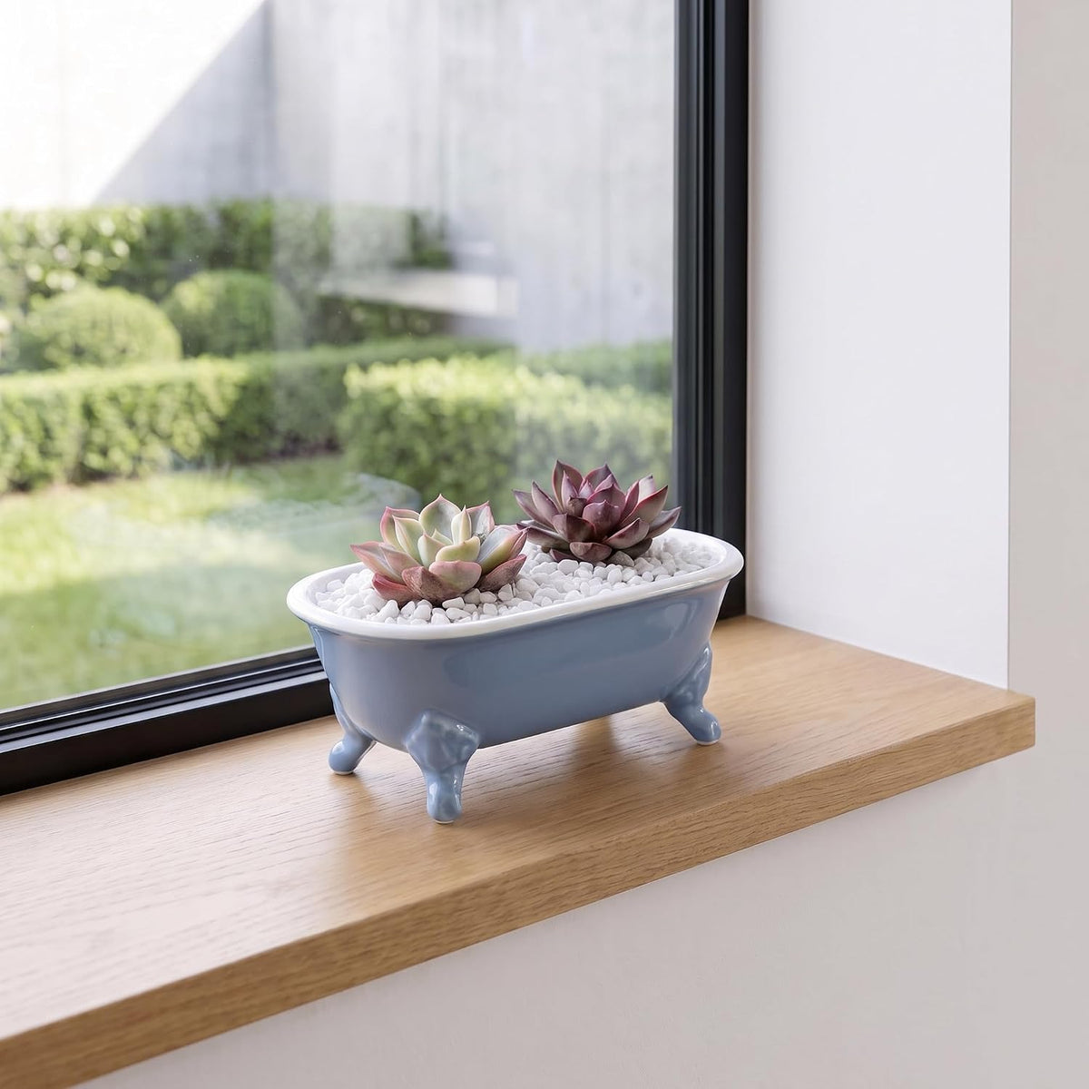 6.5" Ceramic Mini Clawfoot Bathtub Soap Dish,Bar Soap Holder,Blue