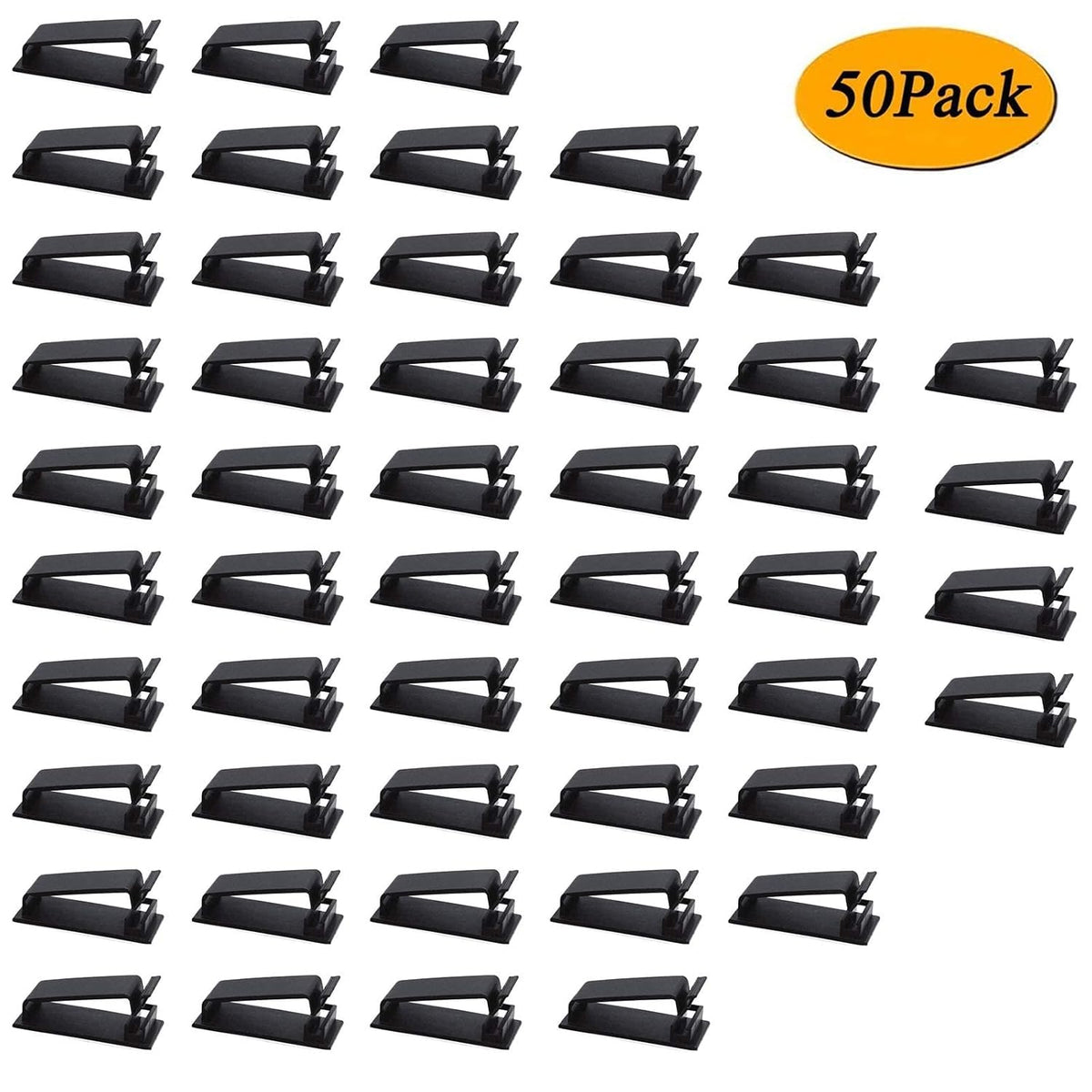 SOULWIT 50Pcs Self Adhesive Cable Management Clips - Black