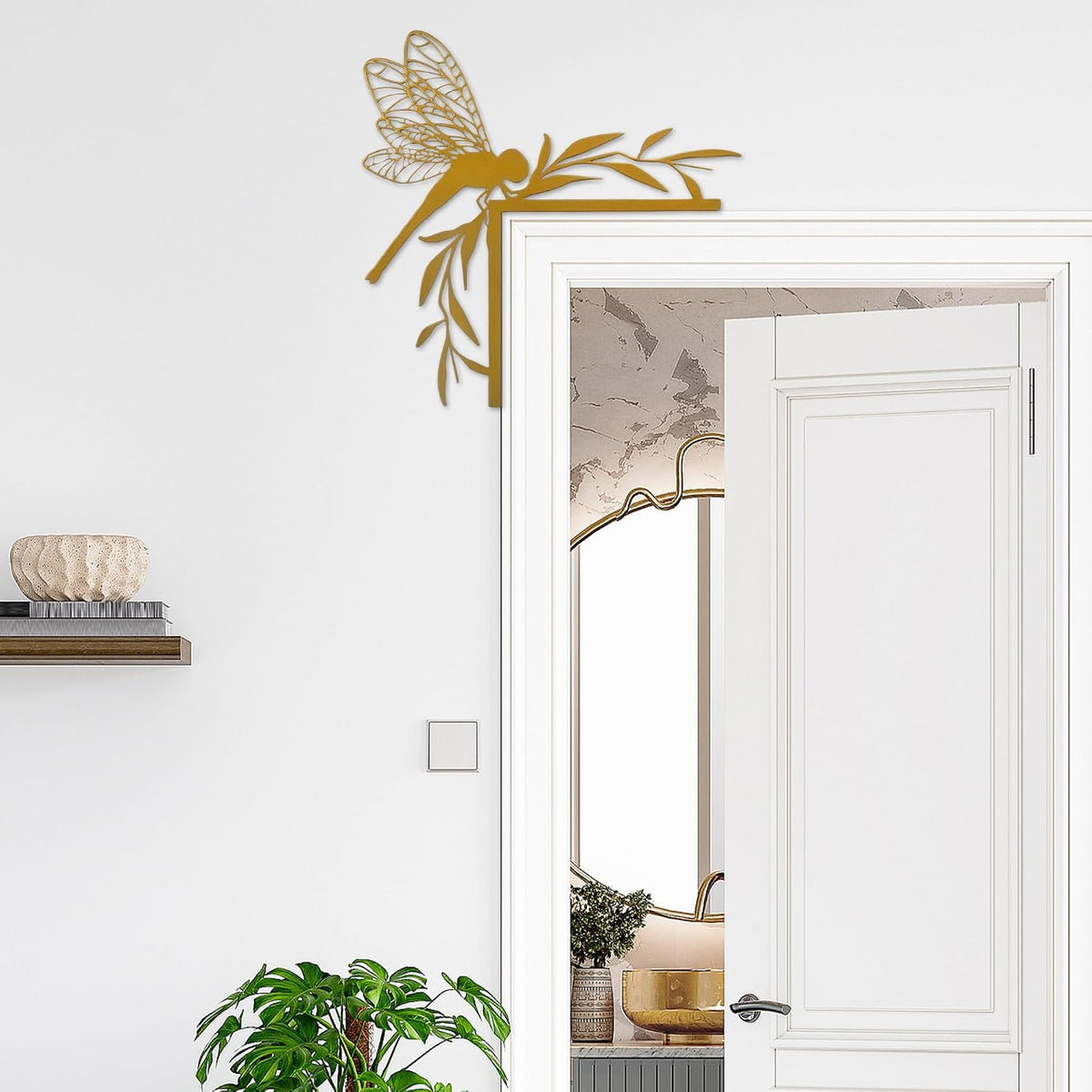 Rajukit Gold Dragonfly Wall Art, Door Frame Decor