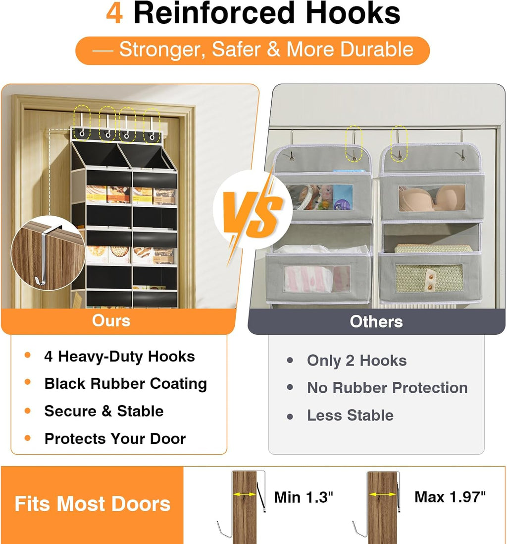 Over The Door Storage Organizer 5 Tiers Extra Large Heavy Duty Oxford Black