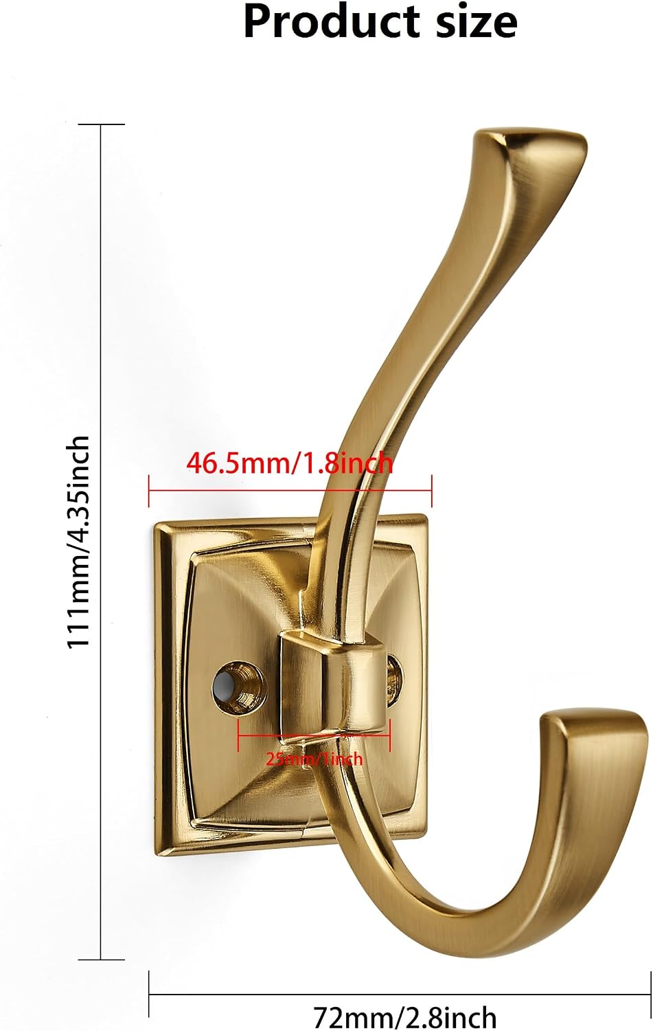 5 Pack Decorative Heavy Duty Towel Hooks for Hanging Robe Double Champagne Bronze Coat Hooks Wall Mounted with Screws for Key, Towel, Bags, Cup, Hat