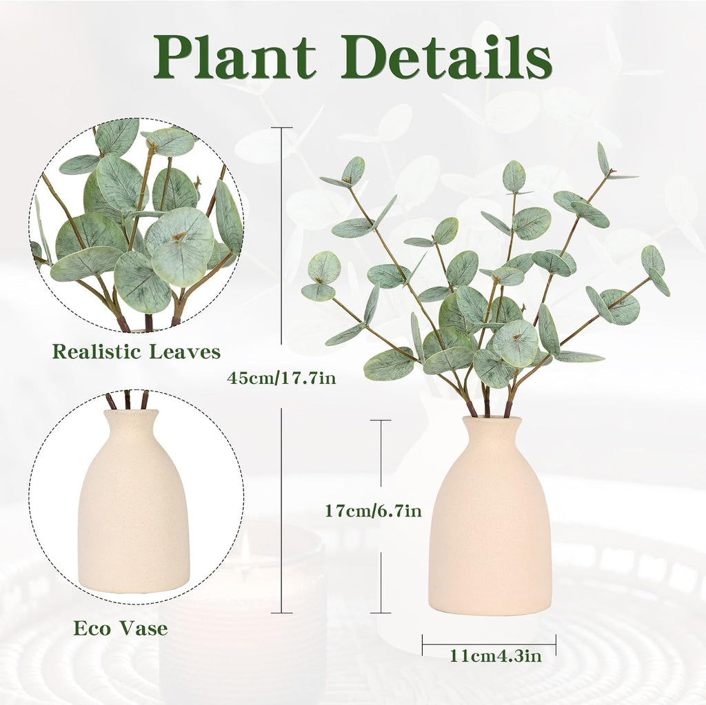 17" Artificial Eucalyptus Stems Potted Plant,Gray Green
