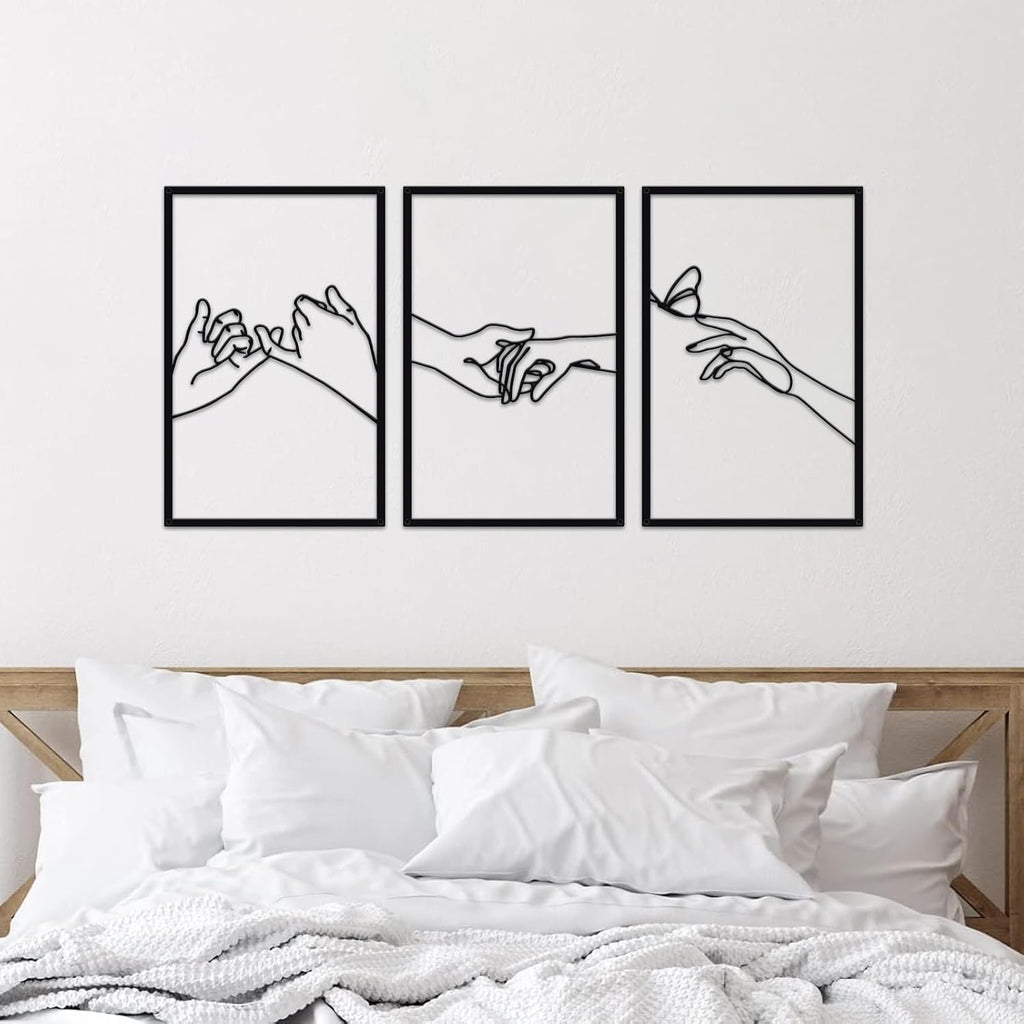 Minimalist Lines Female Body Hand Shape Metal Wall Art Decor,Modern Abstract Line Home Wall Sculptures, Accent Women Hanging Wall Sign for Bedroom Living Room Kitchen Decor