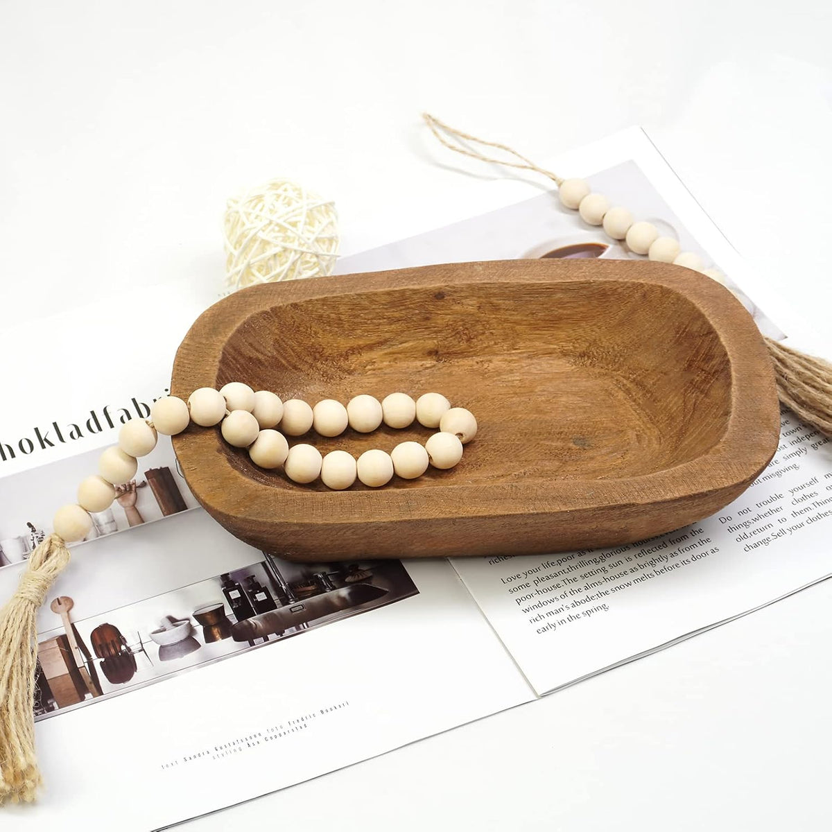 Decorative Bowl Vintage Wooden Dough Bowls Hand Carved, Farmhouse Country, Restaurant, Cafe Decoration, Place Bread, Fruit, Aromatherapy. (10x6x2in)
