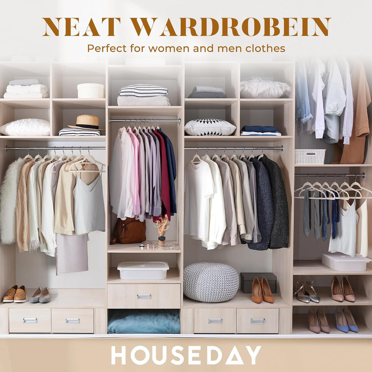 HOUSE DAY Velvet Hangers with Tie Bar 60 Pack, Clothes Hanger Non-Slip