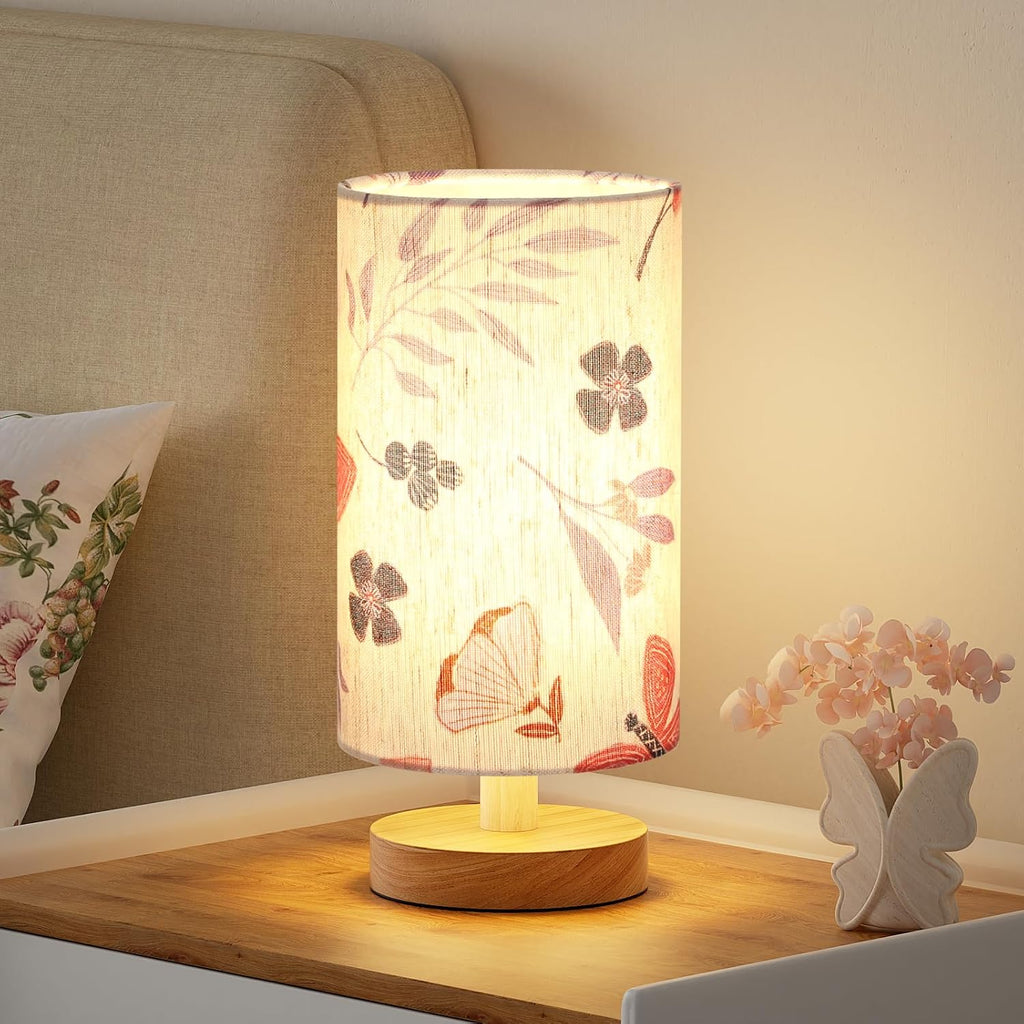 Fenmzee Small Table Lamps (Butterfly Cream Shade, 9" Inline Control)