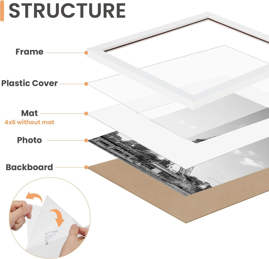 upsimples Picture Frames set of 19, Including 8x10, 5x7, 4x6 White Frame