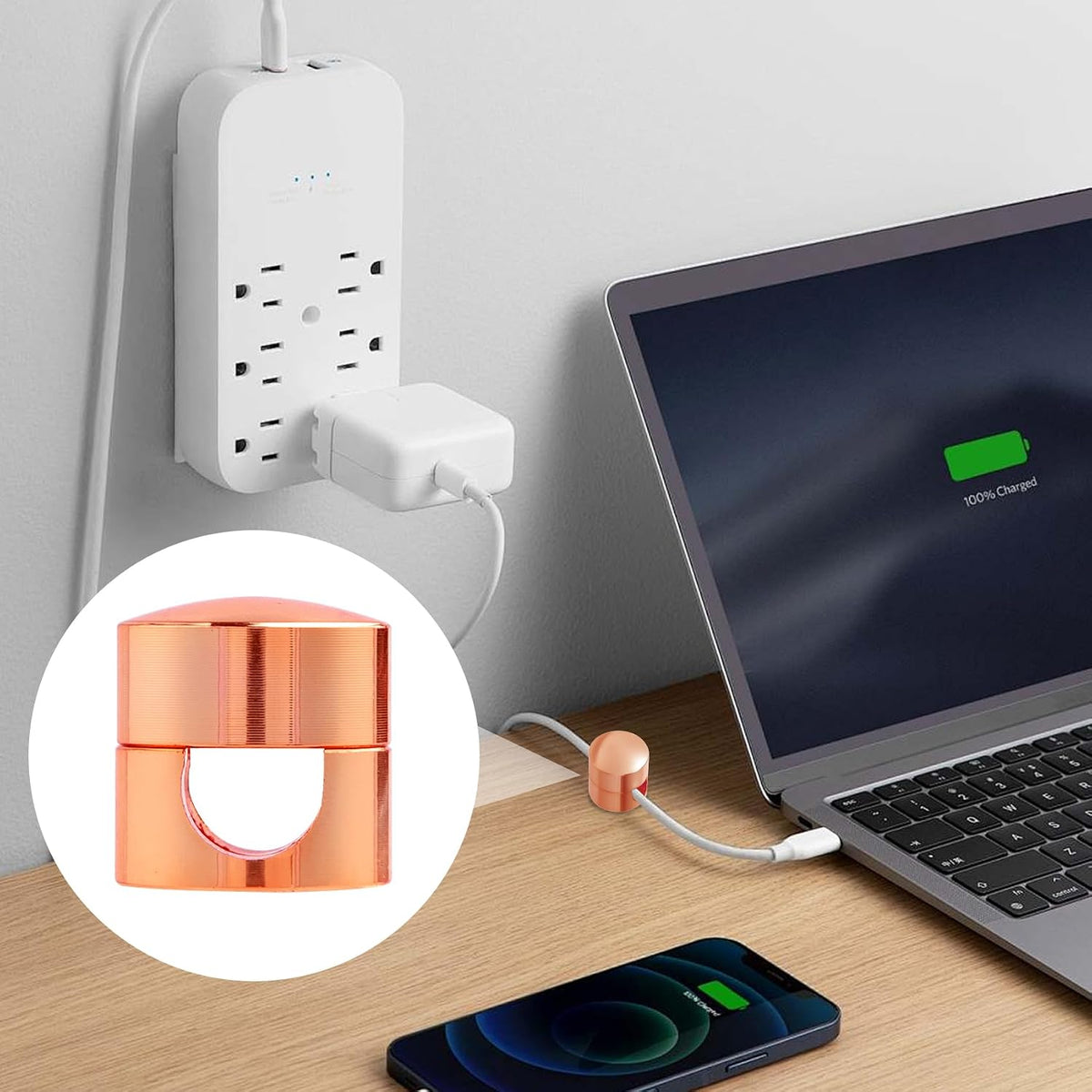 SmallCat 3 Sets Charger Holders for Cords, Cable Anchor Holders, 3 Colors