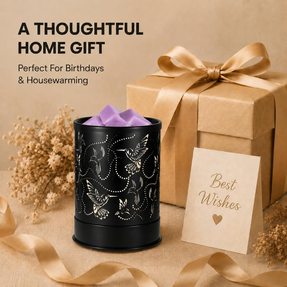 Nawaza Wax Melts Warmer Scented Metal Electric LED Burner Hummingbird Flock
