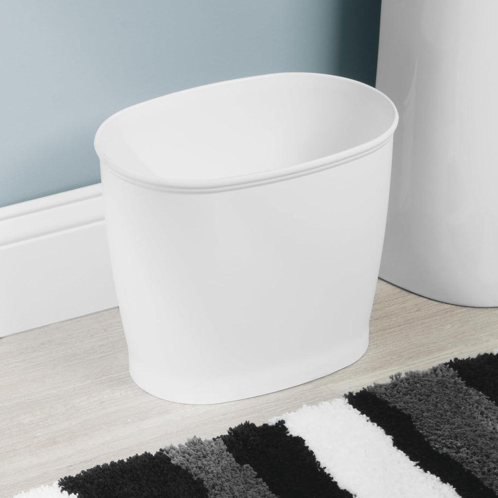 iDesign Slim Plastic Bathroom Trash Can, 2-Pack, White