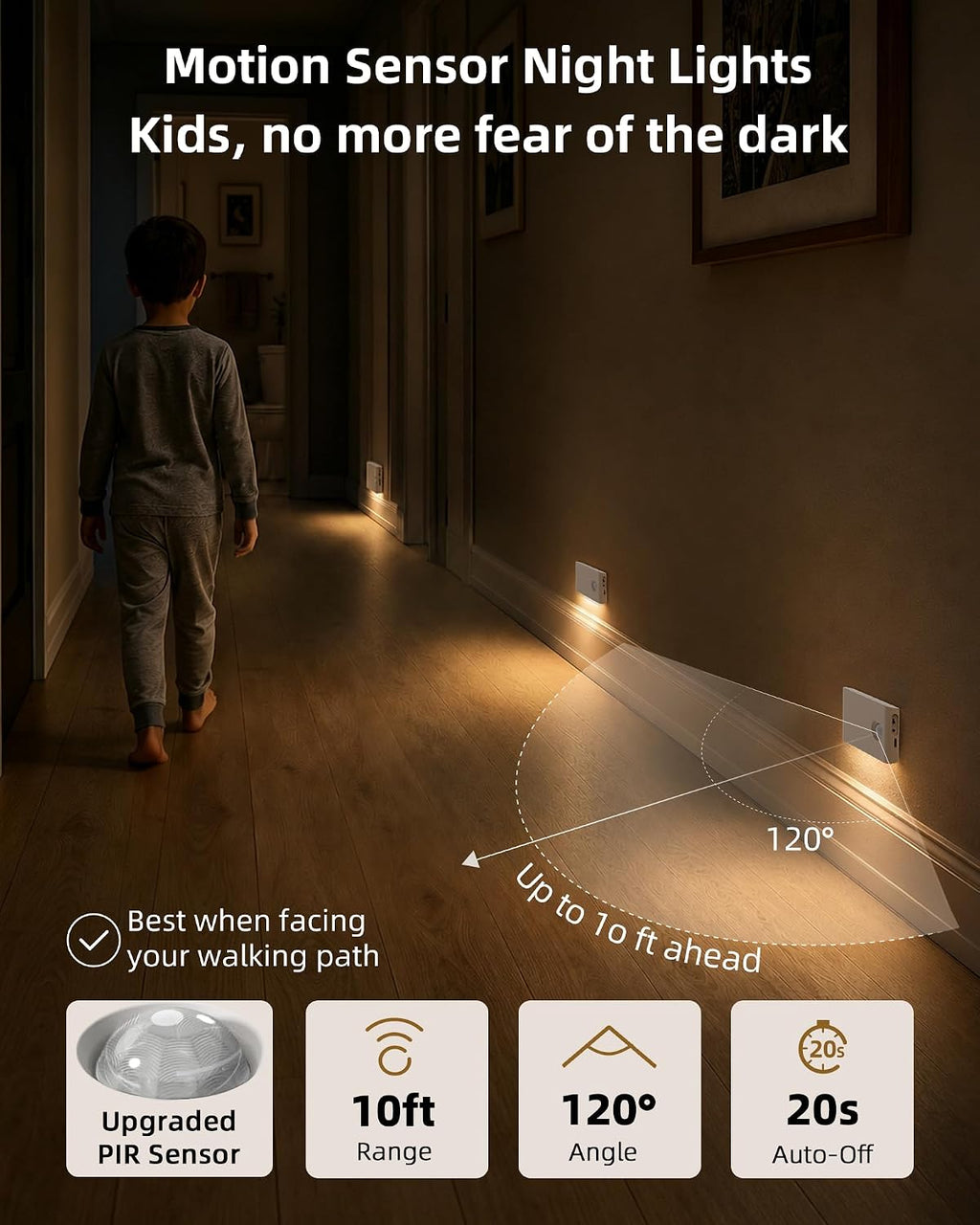 EZVALO Motion Sensor Night Lights, Rechargeable 1500mAh LED Stair Lights with Magnetic & Dimmable, Auto On/Off 3000K Soft White, Stick-On for Stairs, Hallway, Bathroom (4 Pack with Charging Station)