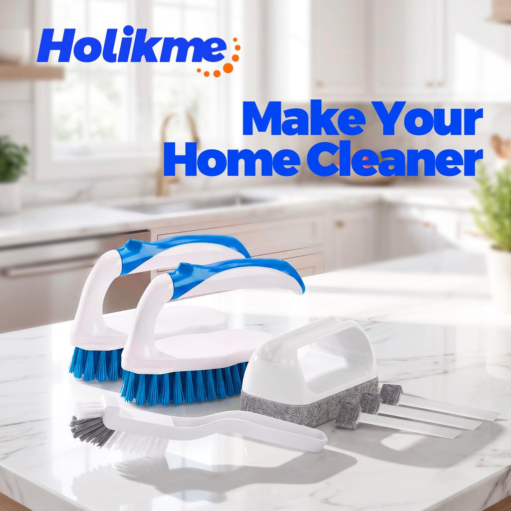 Holikme 7 Pack Cleaning Brush Scrub Brush Kitchen Brush for Floor,Blue