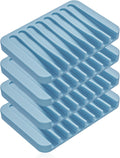 4-Pack Self Draining Soap Dish for Shower Bathroom Waterfall Silicone Soap Saver Tray Sponge Holder for Kitchen Sink Non-Slip Easy Clean (Light Blue)