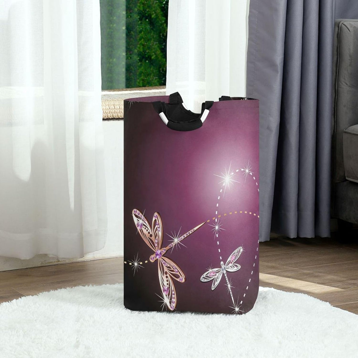 senya Dragonfly Laundry Basket Collapsible Laundry Hamper with Handle Foldable Laundry Bin