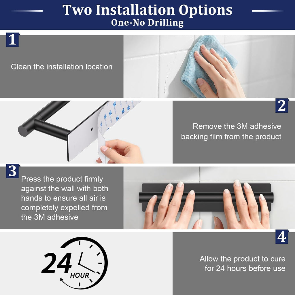 Lairuier Matte Black Toilet Paper Holder, Adhesive or Screw Wall Mount