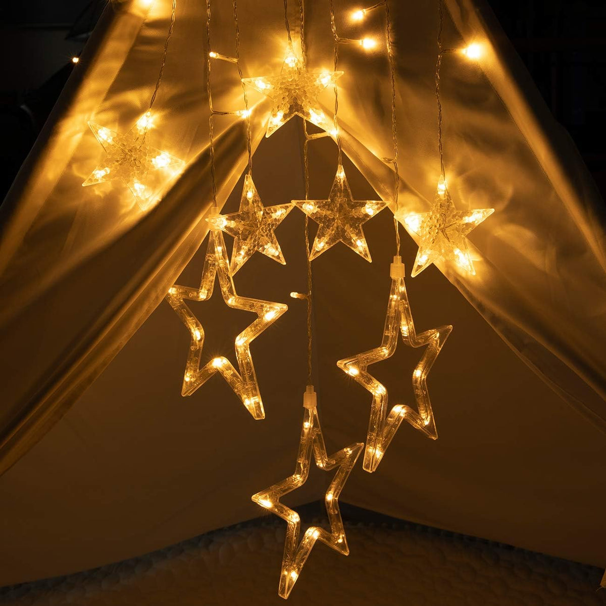 AWQ 12 Stars 138 LED Star String Lights Curtain Lights for Bedroom Decor