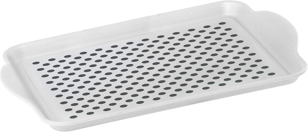 OGGI Anti Slip Serving Tray with Handles- White Rectangle Server - Ideal for Eating, Breakfast Tray, Food Tray, Appetizer, Serving