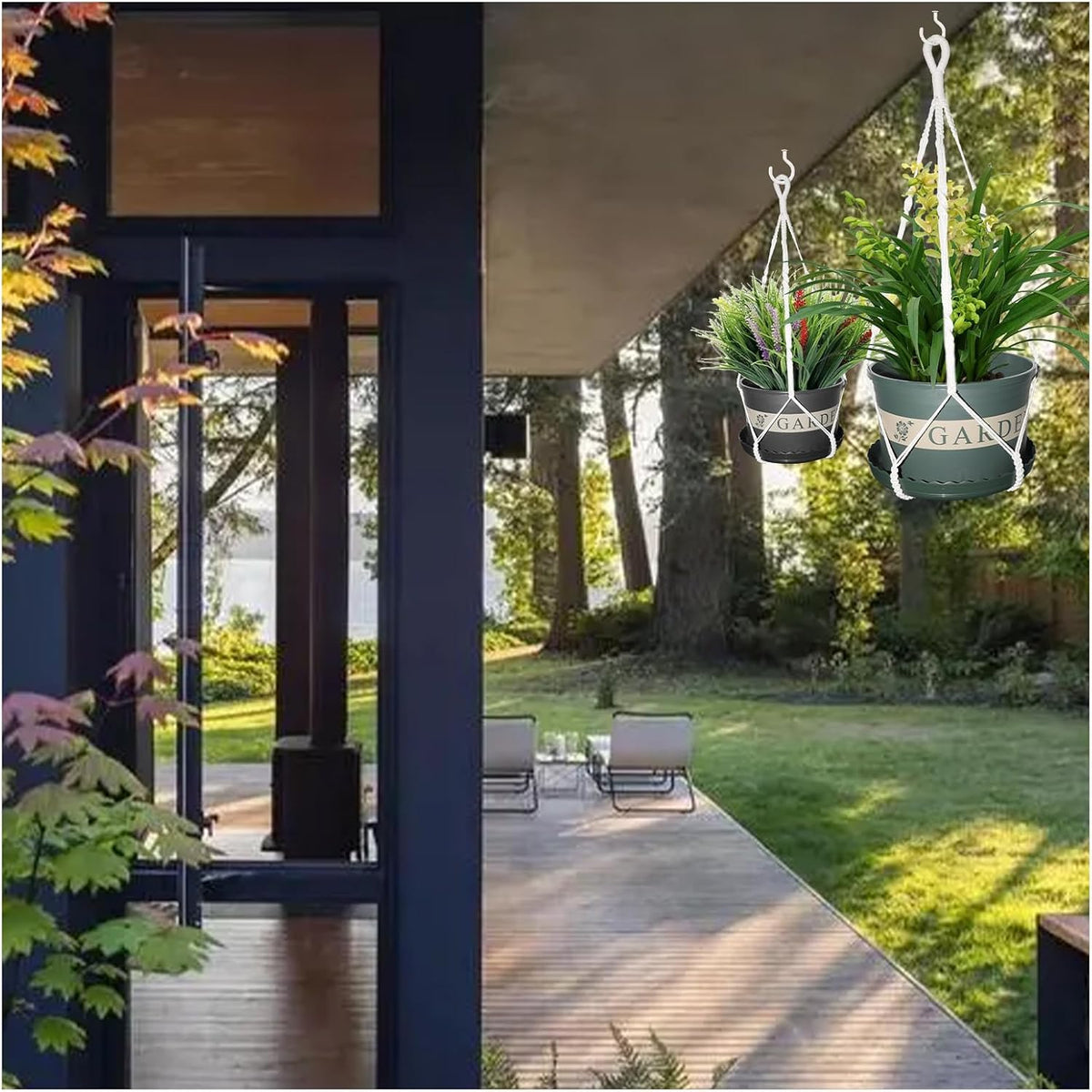 2 Pack Macrame Plant Hanger Large, 37.8 Inch Plant Hanger Indoor Outdoor