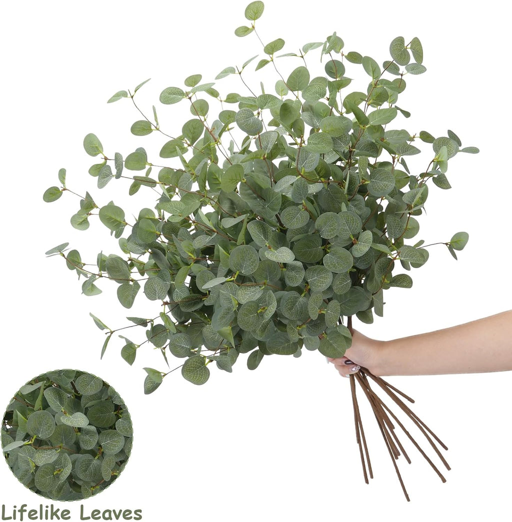 GTIDEA 12 Pcs Artificial Eucalyptus Stems, Faux Branches for Vase (26.7")