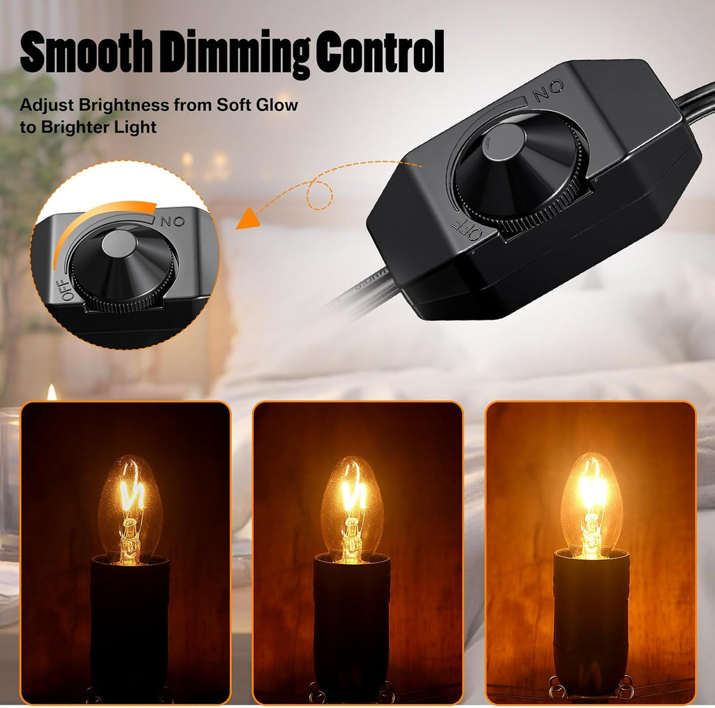 VIHOSE Salt Lamp Cord Replacement Set 6 Pcs 5.9FT Power Cord with Dimmer Switch 18 Pcs C7 15w Lights Bulbs for Himalayan Rock Lamps Night Lights Decorative Replacement Accessory