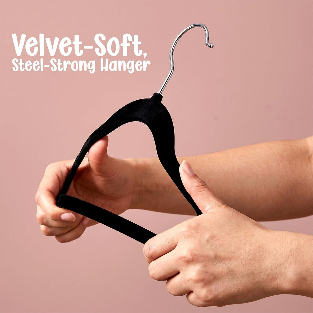 Utopia Home Kids Velvet Hanger 20 Pack – 11" Premium Baby Hangers - Black